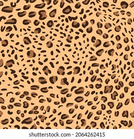 Leopard seamless pattern. Vector stylized spotted leopard skin background for fashion, print, wallpaper, fabric.