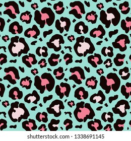 Leopard seamless pattern. Vector trendy background. Jaguar leather. Wild animal skin. Elegant template. Creative pink texture for fabric,wrapping,textile,wallpaper, apparel,print. Lovely pastel color.