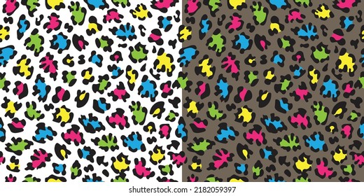 Leopard seamless pattern wild animal print vector african camouflage colorful on gray and white background for fabric print