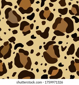 Leopard seamless pattern. You can use it as wrapping or textile print. Leopard background. Natural colored print. Vector stock illustration
