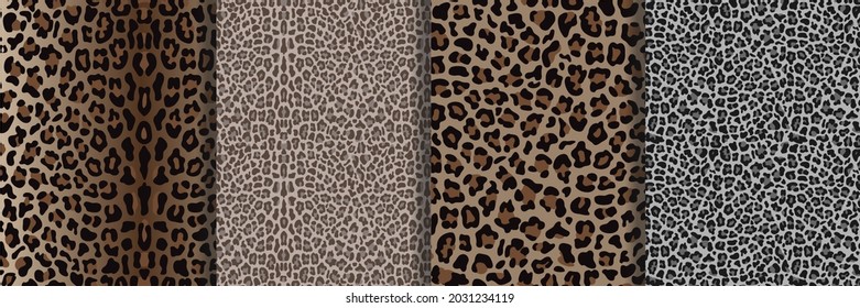 Leopard Seamless Patterns set. Fashion repeat animal backgrounds for trendy textile prints, wallpaper, wrapping