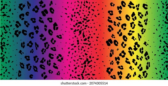 Leopard seamless rainbow pattern. Leopard pattern design in rainbow colors. Seamless ocelot pattern for wallpaper, wrapping pape, textile