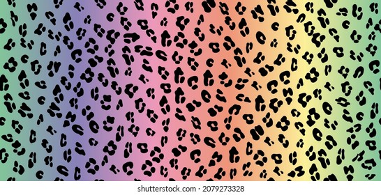 Leopard seamless rainbow pattern. Leopard pattern design in rainbow colors. Seamless ocelot pattern for wallpaper, wrapping pape, textile