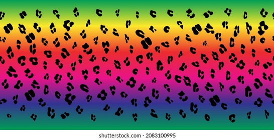 Leopard seamless rainbow pattern. Leopard pattern design in rainbow colors. Seamless ocelot pattern for wallpaper, wrapping pape, textile