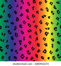 Leopard seamless rainbow pattern. Leopard pattern design in rainbow colors. Seamless ocelot pattern for wallpaper, wrapping pape, textile