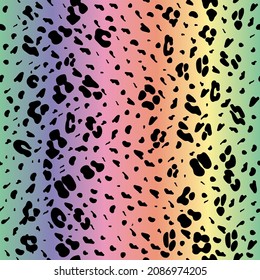 Leopard seamless rainbow pattern. Leopard pattern design in rainbow colors. Seamless ocelot pattern for wallpaper, wrapping pape, textile