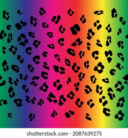 Leopard seamless rainbow pattern. Leopard pattern design in rainbow colors. Seamless ocelot pattern for wallpaper, wrapping pape, textile