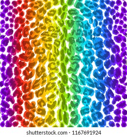 Leopard seamless rainbow pattern. Vector