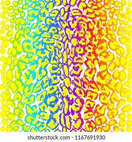 Leopard seamless rainbow pattern. Vector