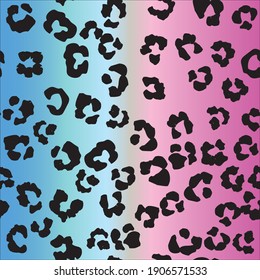 Leo Seamless Vector Art. Pink Leopard Print. Jaguar Animal Fur. Cheetah Vector Spot. Violett-Tier-Spot. Blauer Gradient Leopard Splash. Farbverlauf-Cheetah-Lederhintergrund. Violet Mud Animal Print.