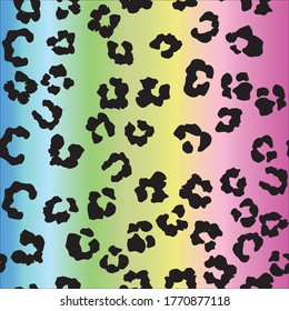 Leopard Seamless Vector Art. Rainbow Gradient African Effect Cat. Leo Animal Spray. Rainbow Cheetah Print. Neon Animal Drop. Gradient Leopard Texture Background. Leopard Luxury Spot. Jaguar Animal Fur