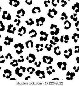 Leopard Seamless Vector Fun. African Abstract Spatter. Black Animal Dirt. Snow Cheetah Jaguar Spot. Mud Animal Color. White Leopard Tiger Fur. Cheetah Seamless Leather Background. Black Jaguar Print