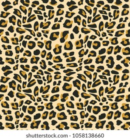 Leopard seamless vector motif. Hand drawn leopard seamless pattern. Tribal repeated print cheetah background.