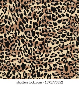 Leopard seamless vector pattern. Black spots on a light background. Modern.