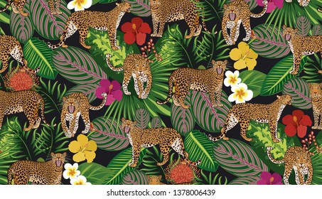 Leopard seampless pattern. Animal print. Vector illustration background