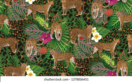 Leopard seampless pattern. Animal print. Vector illustration background