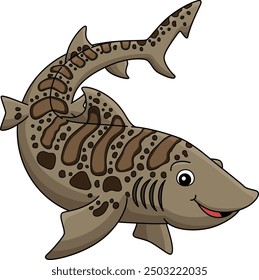 Leopard Shark Cartoon Colored Clipart Illustration