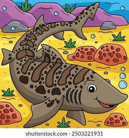 Leopard Shark Colored Cartoon Illustration