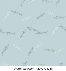 Leopard shark seamless pattern in scandinavian style. Marine animals background. Vector illustration for children funny textile prints, fabric, banners, backdrops and wallpapers.