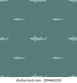 Leopard shark seamless pattern in scandinavian style. Marine animals background. Vector illustration for children funny textile prints, fabric, banners, backdrops and wallpapers.