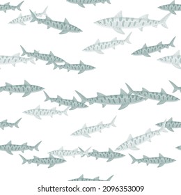 Leopard shark seamless pattern in scandinavian style. Marine animals background. Vector illustration for children funny textile prints, fabric, banners, backdrops and wallpapers.