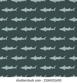 Leopard shark seamless pattern in scandinavian style. Marine animals background. Vector illustration for children funny textile prints, fabric, banners, backdrops and wallpapers.