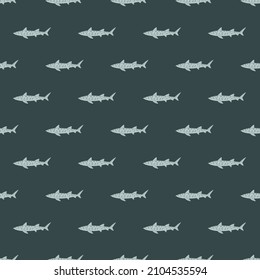 Leoparden Hai nahtloses Muster im skandinavischen Stil. Meerestierhintergrund. Vektorgrafik für Kinder lustige Stoffdrucke, Stoff, Banner, Hintergründe und Wallpaper.