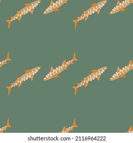 Leopard shark seamless pattern in scandinavian style. Marine animals background. Vector illustration for children funny textile prints, fabric, banners, backdrops and wallpapers.