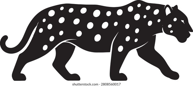 Leopard silhouette, big cat, spotted mammal, wildlife, predator.