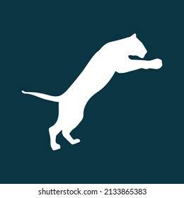 leopard silhouette, big cat vector illustration on black background
