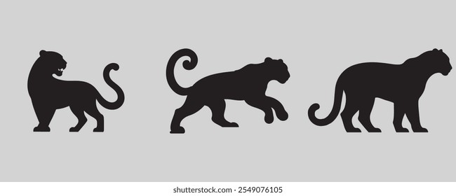 leopard silhouette bundle vector illustration