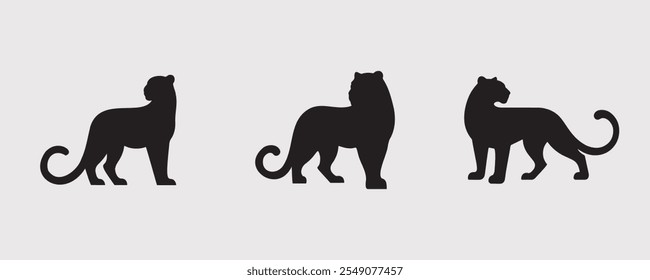 leopard silhouette bundle vector illustration