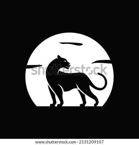 leopard Silhouette light of moon Logo design