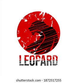 Leopard silhouette Logos With Rainbow red background