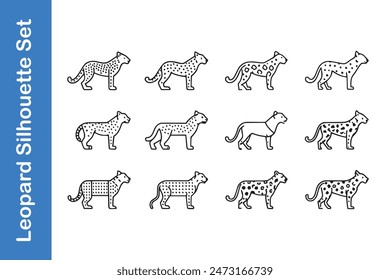 Leopard silhouette set with vector. 