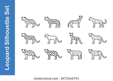 Leopard silhouette set with vector. 
