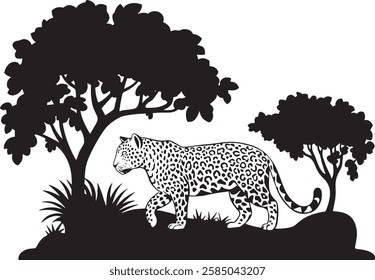 Leopard silhouette vector art design