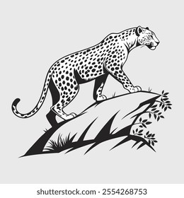 leopard silhouette vector art and illustration