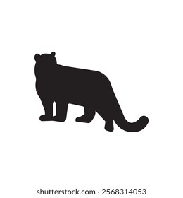 Leopard silhouette vector flat icon illustration, wild animals silhouette vector design illustration. 