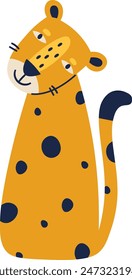 Leopard Sitting Animal Vector Illustration