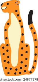 Leopard Sitting Hand Drawn Vector Illustration