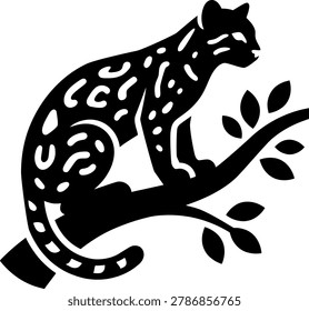 Leopard sitting on a tree branch