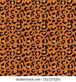 Leopard skin. Animal print. Texture with foil effect. Ikat geometric folklore ornament. Vector seamless pattern. Tribal ethnic texture.