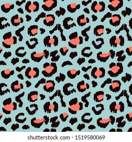 Leopard skin. Animal print. Texture with foil effect. Ikat geometric folklore ornament. Vector seamless pattern. Tribal ethnic texture.