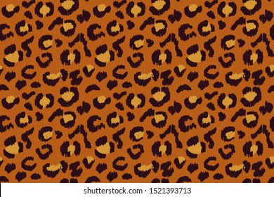 Leopard skin. Animal print. Texture with foil effect. Ikat geometric folklore ornament. Vector seamless pattern. Tribal ethnic texture.