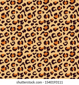 Leopard skin. Animal print. Texture with foil effect. Ikat geometric folklore ornament. Vector seamless pattern. Tribal ethnic texture.