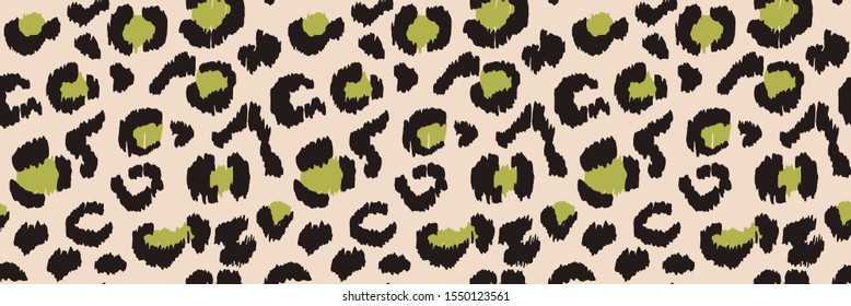 Leopard skin. Animal print. Texture with foil effect. Ikat geometric folklore ornament. Vector seamless pattern. Tribal ethnic texture.