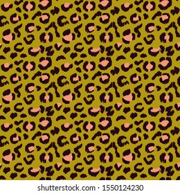Leopard skin. Animal print. Texture with foil effect. Ikat geometric folklore ornament. Vector seamless pattern. Tribal ethnic texture.