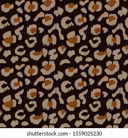 Leopard skin. Animal print. Texture with foil effect. Ikat geometric folklore ornament. Vector seamless pattern. Tribal ethnic texture.