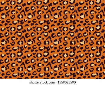 Leopard skin. Animal print. Texture with foil effect. Ikat geometric folklore ornament. Vector seamless pattern. Tribal ethnic texture.